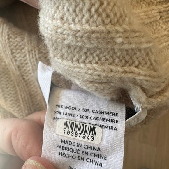 NAADAM Cream Cardigan Sweater LARGE Coastal Oversize Cashmere Collared $295 - Picture 9 of 9